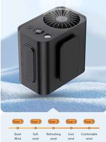 ViSSKO 1入組可充電3600mAh腰掛式迷你風扇DQ230，5檔風速調節。可腰掛或擺放在桌上，配備手電筒方便實用。適合戶外活動攜帶。 - 彩色 - 查看 3