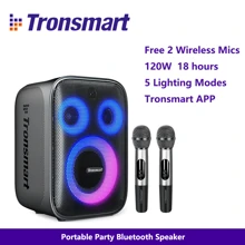 Tronsmart Halo 200 Bluetooth Speaker, With 2 Wireless Mics, Speaker With Powerful Bass, Party Sync, 5 Lighting Modes, Custom EQ And Lights, 18 Hours Playtime, Microphone And Guitar Support For Party - 黑色 - 查看 1