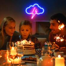1入組閃電雲LED霓虹燈，USB/電池供電霓虹燈，適用於臥室裝飾、婚禮裝飾、生日裝飾、派對裝飾、婚禮用品、遊戲室裝飾、家居裝飾、牆面裝飾 - 彩色 - 查看 8