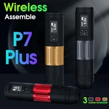 1 pieza Pluma de tatuaje inalámbrica con batería, Máquina de tatuaje con pantalla LED y motor integrado con corte de hilo, Set de tatuaje, Equipo de tatuaje - Multicolor - Ver 7