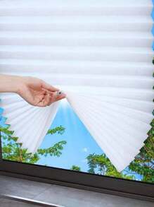 1pc Zebra Roller Blind Room Darkening Window Curtain, Suitable For French Doors And Windows In Kitchens And Bathrooms, Wave Shaped Pleated Sun Shade Cut To Size Short Window Curtain - White - View 3