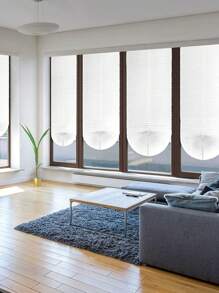 1pc Zebra Roller Blind Room Darkening Window Curtain, Suitable For French Doors And Windows In Kitchens And Bathrooms, Wave Shaped Pleated Sun Shade Cut To Size Short Window Curtain - White - View 6