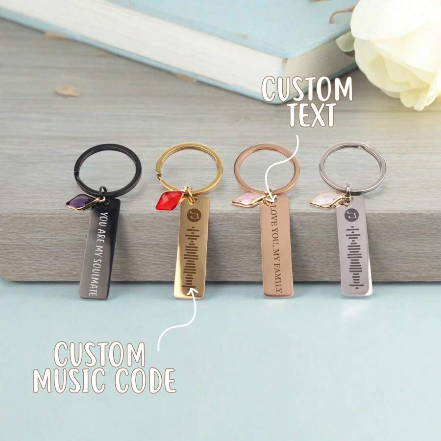 1 PC Móc khóa tùy chỉnh Quà tặng cá nhân cho cô ấy | Người Bạn Thân Nhất Món Quà Sinh Nhật Khắc Móc Chìa Khóa Bạn Trai Valentine Quà Tặng Móc Khóa Quà Tặng Cho Mẹ - Vàng - Xem 1