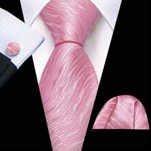 Men Formal Ties Pink Green Purple Blue Striped Wedding Tie And Handkerchief Square Set Vintage Necktie - Multicolor - View 26