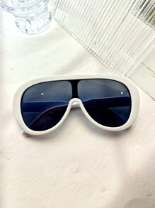 1pc Women Oversized Fashionable Visor Fashion Glasses, Suitable For Summer Vacation, Boho Style In Black, Beige, Tortoiseshell, Yellow, Transparent, Tea Color, White, Vintage Minimalist Design For Commuting And Holidays, All Season For Summer Beach Vacation,Outdoor,Travel - 彩色 - 查看 8