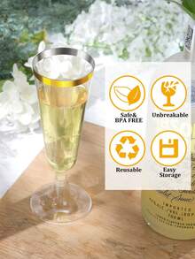 10入組金邊高球杯，透明底座，適用於派對、酒吧、海灘派對、戶外茶點、冰淇淋杯，可清洗重複使用
