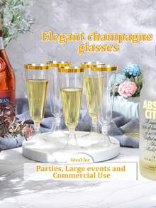 10入組金邊高球杯，透明底座，適用於派對、酒吧、海灘派對、戶外茶點、冰淇淋杯，可清洗重複使用