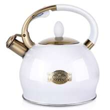 SUSTEAS Stove Top Whistling Tea Kettle - Stainless Steel Teakettle Teapot With Cool Touch Ergonomic Handle,1 Free Silicone Pinch Mitt Included,2.64 Quart(WHITE) - White - View 7
