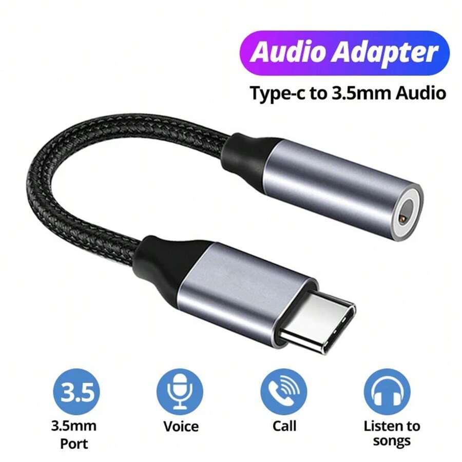 USB Typ C zu 3,5 mm Aux-Adapter Typ-C 3,5 mm Audio-Kabel Ohrhörer-Kabel Konverter, kompatibel mit dem Iphone 15 Samsung Galaxy S24 S23 Ultra