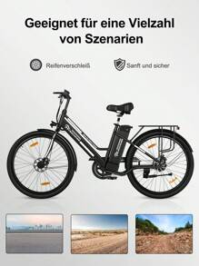 EVERCROSS EK8S Electric Bike, Electric Mountain Bike 250W Power, 7 Speed Shift, 30-90km Range, 26 Inch Electric Bicycle, Removable Battery, Shock Absorbing Seat, Multiple Speed Options - 白色 - 查看 5