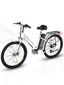 EVERCROSS EK8S Electric Bike, Electric Mountain Bike 250W Power, 7 Speed Shift, 30-90km Range, 26 Inch Electric Bicycle, Removable Battery, Shock Absorbing Seat, Multiple Speed Options - 白色 - 查看 1