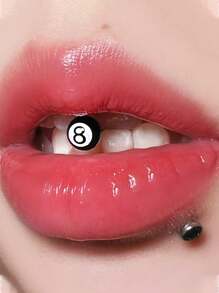 1 pieza Elegante y personalizado creativo Bola Ocho Negra Electropated Barra Recta Barbell piercing para lengua para fiestas de mujeres