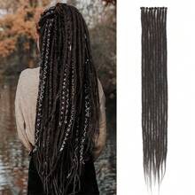 24 Inch Dreadlock Extensions Thin 0.6cm Single Ended Synthetic Dreads Extensions Hippie Style Fake Dreads 10 Strands SE Crochet Thin Dreadlocks Extensions For Girls - 黑棕色 - 查看 1