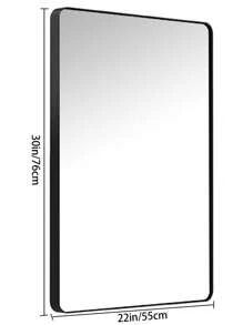 1入22" x 30"黑色金屬框架浴室牆鏡，梳妝臺矩形圓角鋼化玻璃鏡，清晰反射，現代農舍風格霧黑色 - 22inch*30inch - 查看 2