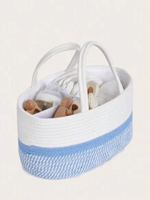 Giỏ lưu trữ tã di động bằng vải dệt 1 cái, thích hợp cho gia đình và du lịch, để lưu trữ những thứ cần thiết cho bé như bình bú và tã lót, giỏ lưu trữ di động nhiều ngăn - Nhiều màu - Xem 6