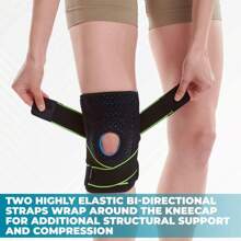 具有側向穩定器和髕骨凝膠墊的膝蓋支架，壓縮矽膠冷卻膝套，用於跑步，籃球，遠足，騎自行車，羽毛球 - 藍色 - 查看 3