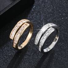 1 szt. Koreański design Minimalistyczny i modny otwarty pierścionek z mikroinkrustowaną cyrkonią, odpowiedni dla kobiet na weselach i przyjęciach