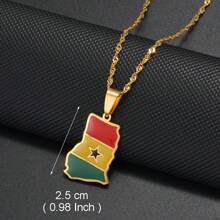 1入組彩色旗幟尼日利亞迦納牙買加圭亞那地圖不鏽鋼琺瑯吊墜項鍊，國家珠寶 - 彩色 - 查看 16