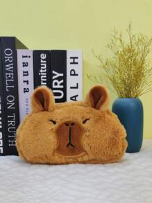 1pc Cute Cartoon Character Kapi Baba Plush Pencil Case, Large Capacity Student Stationery Organizer, Multi-Functional Cosmetic Storage Bag - Multicolor - View 10