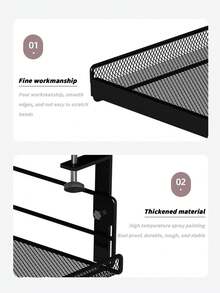 1pc Office Desk Storage Rack, Under Desk Stationery Organizer, No Drill Hanging Shelf Rack For Desk And Cabinet, Tabletop Space-Saving Accessories - Multicolor - View 5