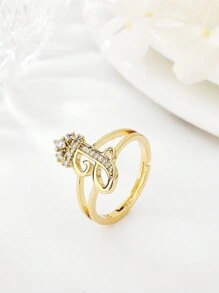 1 件时尚个性化锆石 26 字母戒指，女士可调节情侣戒指，奢华礼物，海外全新设计