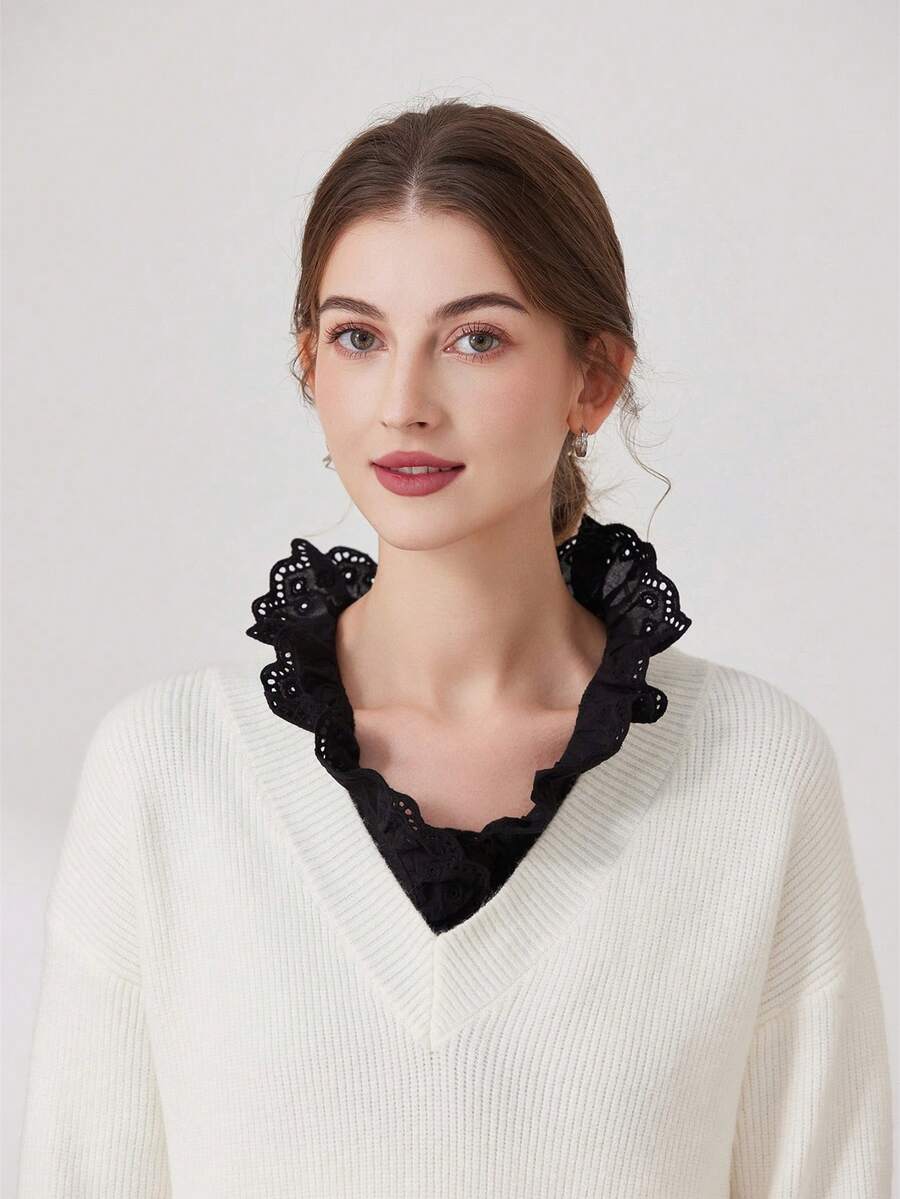 1 chiếc áo nữ cổ cao phối ren màu đen gợi cảm - Nhiều màu - Xem 1