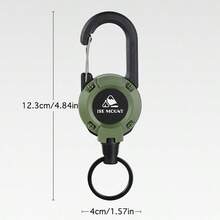 戶外戰術扣式彈簧鋼絲鑰匙扣，搭配高彈性抗丟失繩，野營必備工具 - 卡其色 - 查看 6
