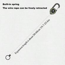 戶外戰術扣式彈簧鋼絲鑰匙扣，搭配高彈性抗丟失繩，野營必備工具 - 卡其色 - 查看 5