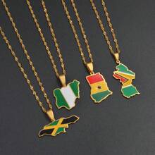 1 件 3CM 尼日利亚地图国旗吊坠项链 尼日利亚地图珠宝 国庆节礼物 - 彩色 - 查看 9