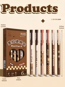 6入組美樂地咖啡色0.5mm圓珠筆墨水套裝，適用於辦公室、學校書寫，墨水顏色為黑色且幹得快