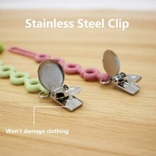 Bộ 2 núm vú giả và núm vú giả bằng silicon, núm vú giả bằng silicon hình bánh rán và kẹp bằng thép không gỉ để tránh mất núm vú giả, quà tặng sơ sinh - Hồng - Xem 8