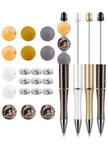 24入組矽膠珠寫字筆套裝，含3支膠墨珠筆和多種隔珠，適用於DIY珠寶製作、手工藝、辦公室、學校及贈品 - 24pcs/set - 查看 14