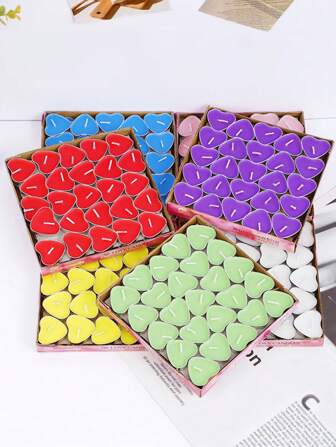 50pcs Multicolor Smokeless Love Candles, Small Candles, Drip-Free And Long-Lasting Mini Love Candles, Suitable For Room Decoration, Table Decoration, Home Decoration, Suitable For Festivals, Parties, Birthdays, Weddings And Dinner Parties Halloween,Spooky,Autumn,Festival,Holiday ,Winter,Holiday,Festival,Gifts Graduation