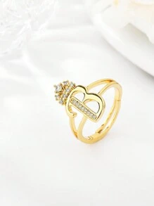 1 件时尚个性化锆石 26 字母戒指，女士可调节情侣戒指，奢华礼物，海外全新设计