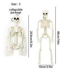 10 bộ đồ trang trí Halloween hình bộ xương có thể uốn cong 16", đạo cụ hình bộ xương bằng nhựa cho sân, vườn, trang trí nhà ma - Màu be - Xem 2