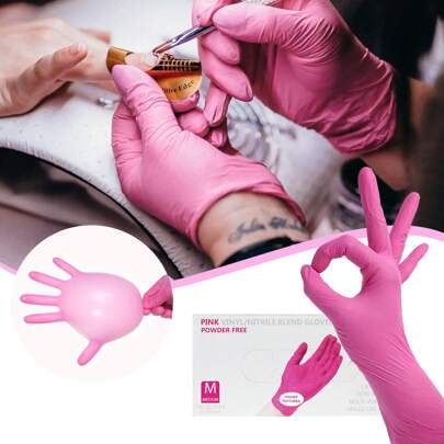 TOEDO 100 Stück Einweg-Nitrilhandschuhe, Einweg-Tätowierhandschuhe, Haarfärbung, Autowäsche, Haustierversorgung, Schönheitsnagelpflege, Reinigungsbedarf, Nagellack-Zubehör