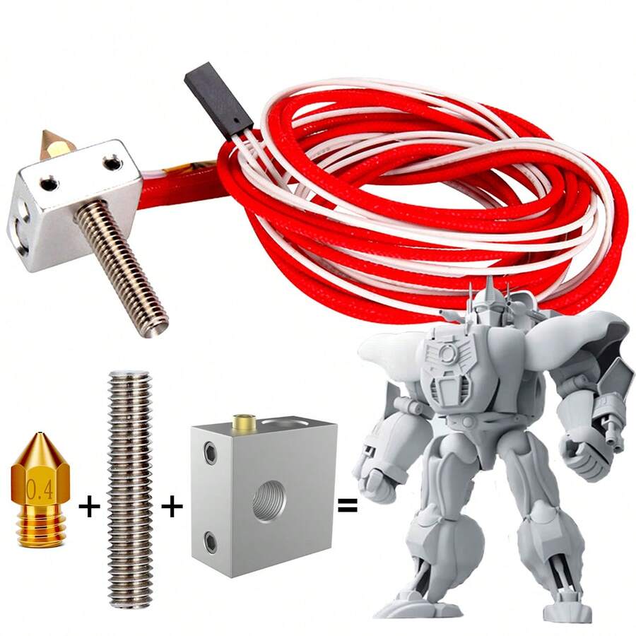 Hot End Extrusor Mk8 Impresora 3d Boquilla 0.4 Garganta Anet - Plateado - Ver 1