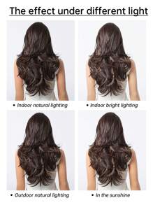 22 Inch Màu Nâu Nổi Bật Tóc Vàng Dài Sóng Lớn Lớp Tổng Hợp Tóc Giả Dành Cho Nữ Phần Giữa Tự Nhiên Tóc Giả Dành Cho Bé Gái hàng Ngày Mặc Dự Tiệc - Làm nổi bật tóc vàng - Xem 9