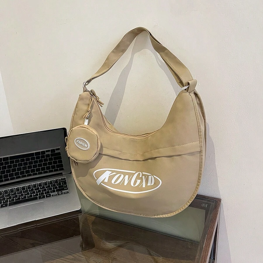 1pc Unique Design Dumpling Shape Sport Fitness Shoulder Bag For Students, Women - Khaki - View 1