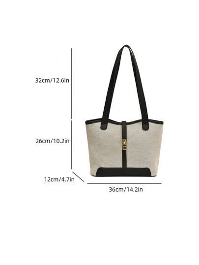 SHEIN BAE Túi xách đeo vai một bên, viền màu tương phản, quai xách đôi tiện dụng, phù hợp cho sinh viên tốt nghiệp, nữ sinh tuổi teen, sinh viên năm nhất, năm hai, năm ba, năm cuối đại học, học sinh trung học, sinh viên đại học, nghiên cứu sinh, cũng thích hợp cho hoạt động ngoài trời, du lịch và đi học. Dung tích lớn, dễ mang theo, có thể gấp gọn, phù hợp cho nữ sinh tuổi teen, phụ nữ, sinh viên đại học, học sinh trung học cơ sở, học sinh trung học phổ thông. Túi xách có khóa kéo thời trang.