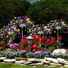 1/2 gói Đèn pháo hoa năng lượng mặt trời ngoài trời, chống thấm nước, đèn hoa năng lượng mặt trời cho sân vườn có cọc, 8 chế độ chiếu sáng, đèn trang trí lễ Tạ ơn Halloween ngoài trời cho sân, hiên, vườn, lối đi, sân trong, biệt thự, đèn trang trí ngoài trời - Nhiều màu - Xem 3