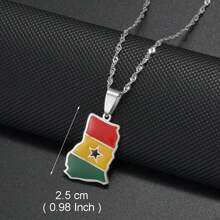 Stainless Steel Africa Ghana Map Flag Pendant Necklace Men Women Gold Silver Color African Jewelry Gift - 36