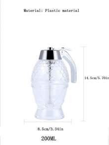 1入壓式塑膠蜜蜂甜點器，帶有漏斗形狀的防漏底座醬油瓶