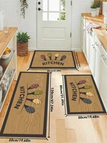 1pc Letter Printed Kitchen Mat With Creative Polyester Fiber Rectangular Non-Slip Durable Indoor Entrance Mat,Kitchen Mat,Outdoor Carpet,For Living Room,Bedroom,Kitchen Decoration ,Room Decor - Multicolor - View 3