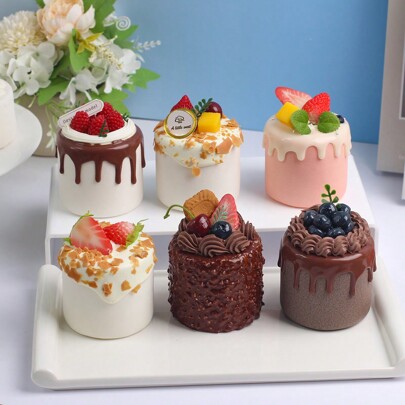 1pc 3 Polegada bolo de aniversário realista, adereço de fotografia, decoração de casa, modelo de exibição, presente em caixa
