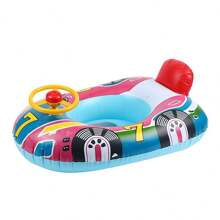 1pc Durable Cartoon Design Inflatable Kids Swimming Ring With Exciting Steering Wheel - Extra Thick Pool Float Providing Comfy, Safe Outdoor Fun - Ideal Water Play Toy For Little Adventurer Boys And Girls