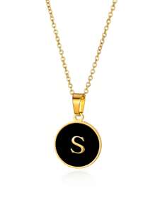 優雅精美的O形鍊環26個字母項鍊吊墜，金色簡約項鍊，適合作為女孩的節日生日禮物，不鏽鋼珠寶