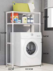 Estantería de Inodoro con 3 Estantes, Estante de Baño, Ahorro de Espacio, Soporte de Lavadora, Montaje Fácil, Estilo Industrial, Estante de Almacenamiento para Baño sobre Organizador de Inodoro Hogar - Blanco - Ver 3