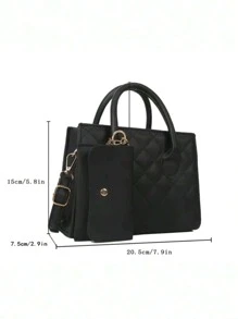 Minimalist Black Small Square Abg, All-Match Top Handle Purse, Classic Shoulder Bag For Work - Black - View 4