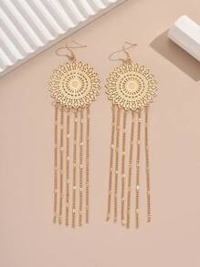 1 Paar neuartige Cut Out Blumenkette und Quasten Ohrringe passend für den täglichen Gebrauch und Partys